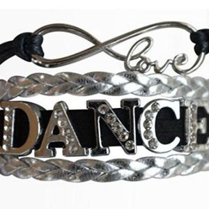 Girls Dance Rhinestone Bracelet - Black & Silver